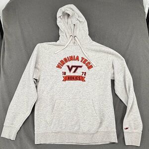 Virginia Tech Hokies Hoodie Womens Large Gray VT Logo Pullover Sweatshirt NCAA